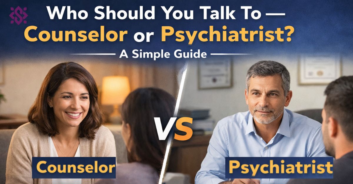The difference between a counselor and a psychiatrist, and how online counselling works with Samya in Dubai