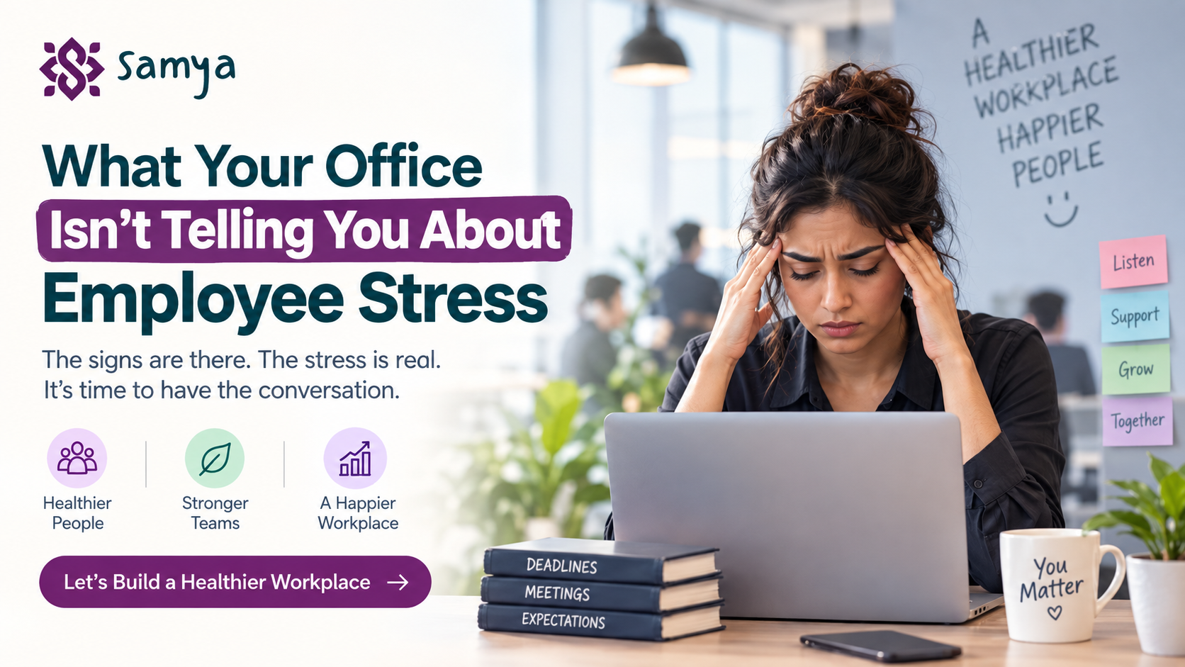 What Your Office Isn’t Telling You About Employee Stress Employee experiencing workplace stress while working at an office